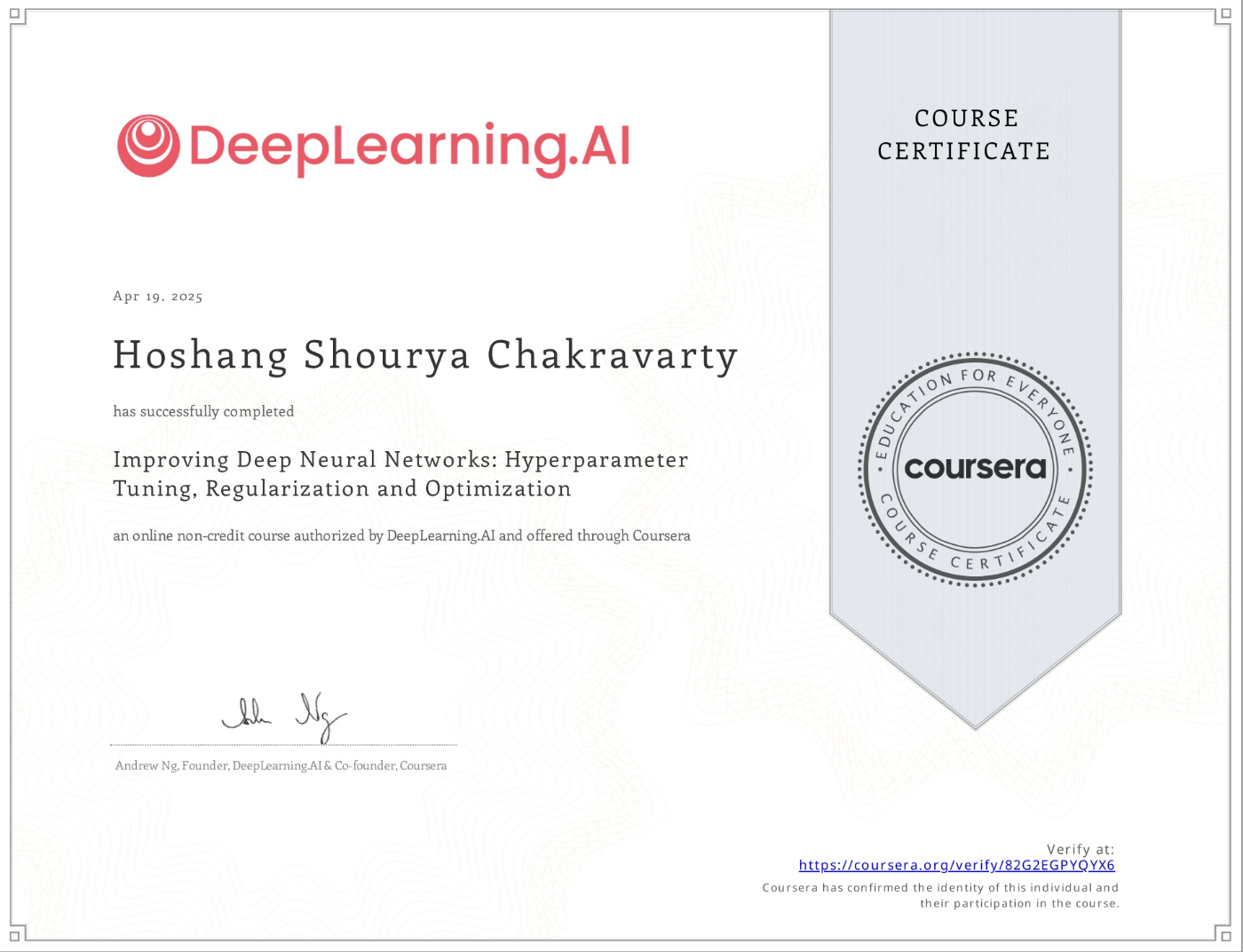 DeepLearning.AI certificate